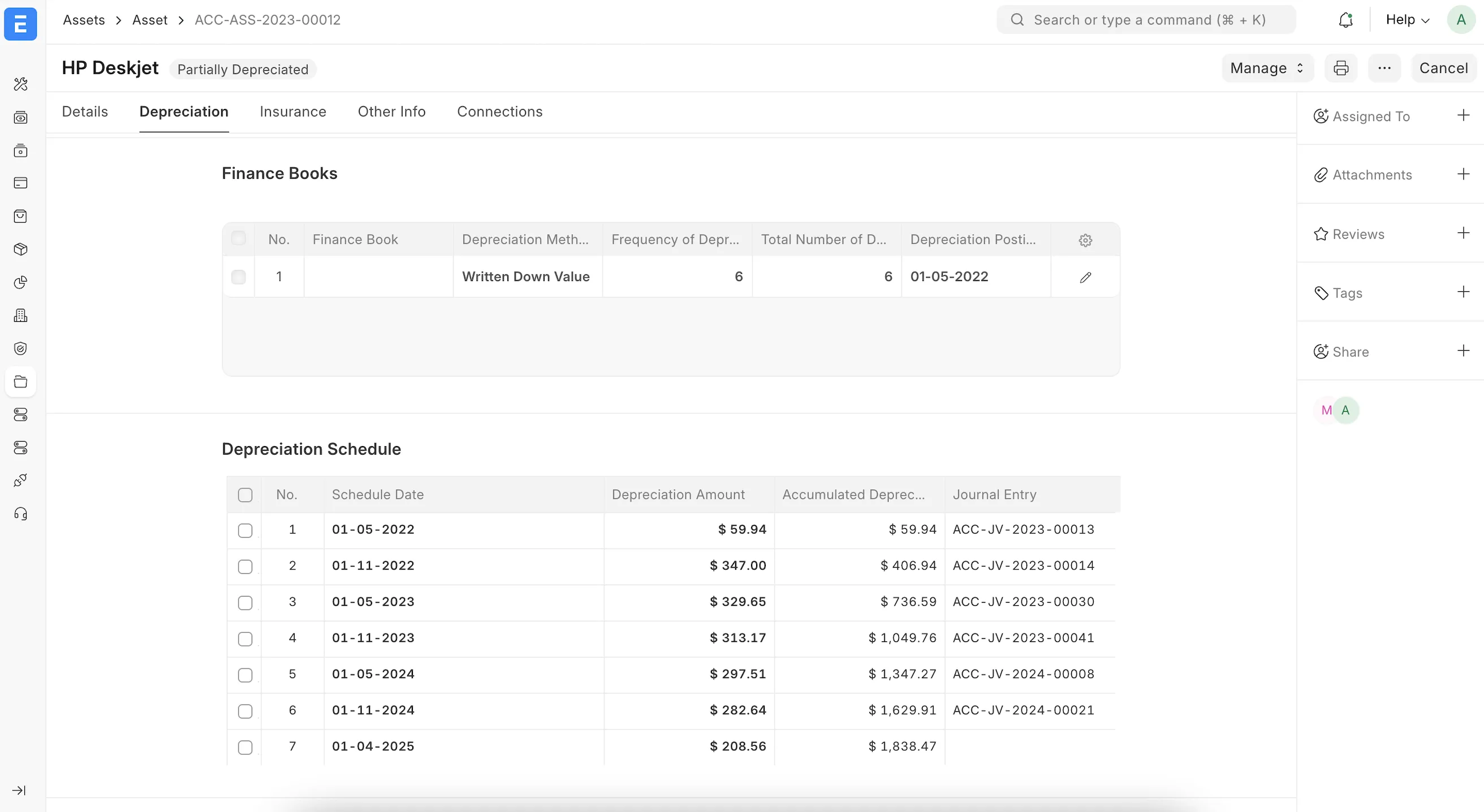 Automate asset depreciation