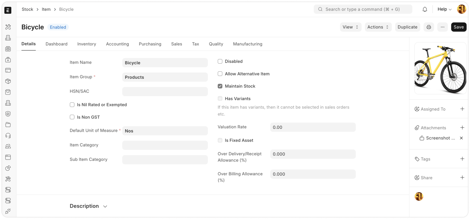 Centralized item master