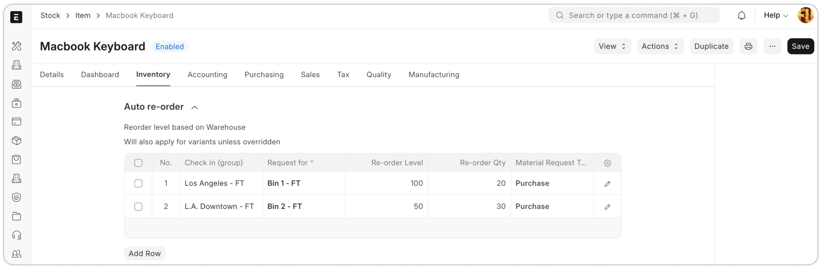 Maintain inventory levels using stock replenishment