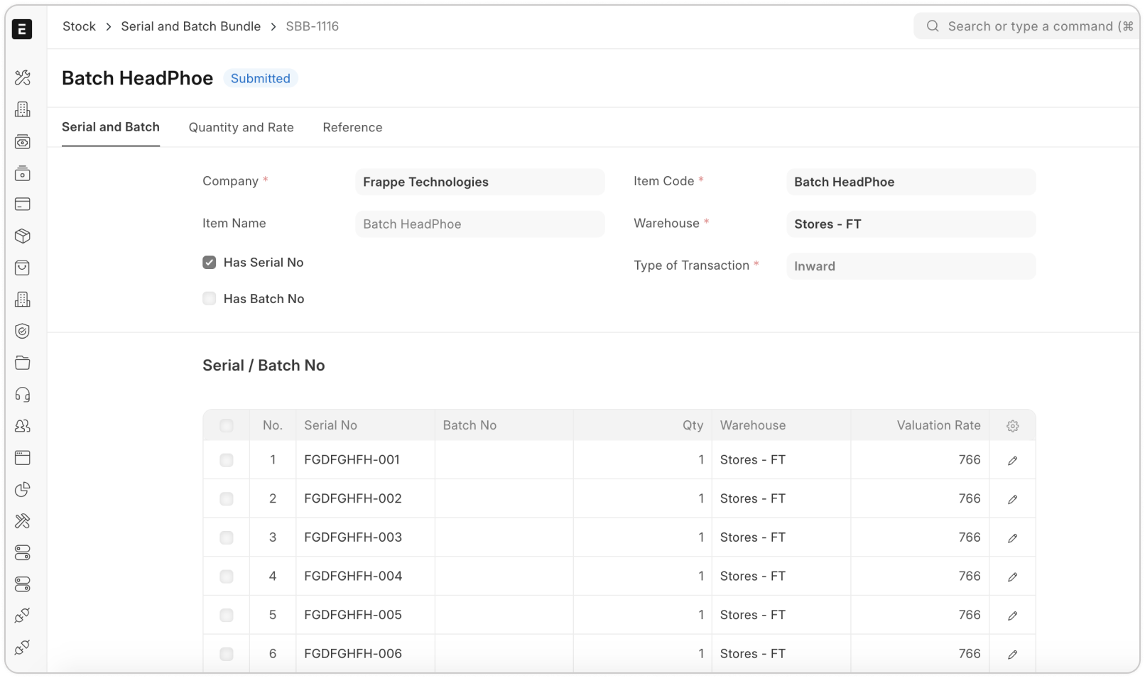 Serialised and Batched Inventory