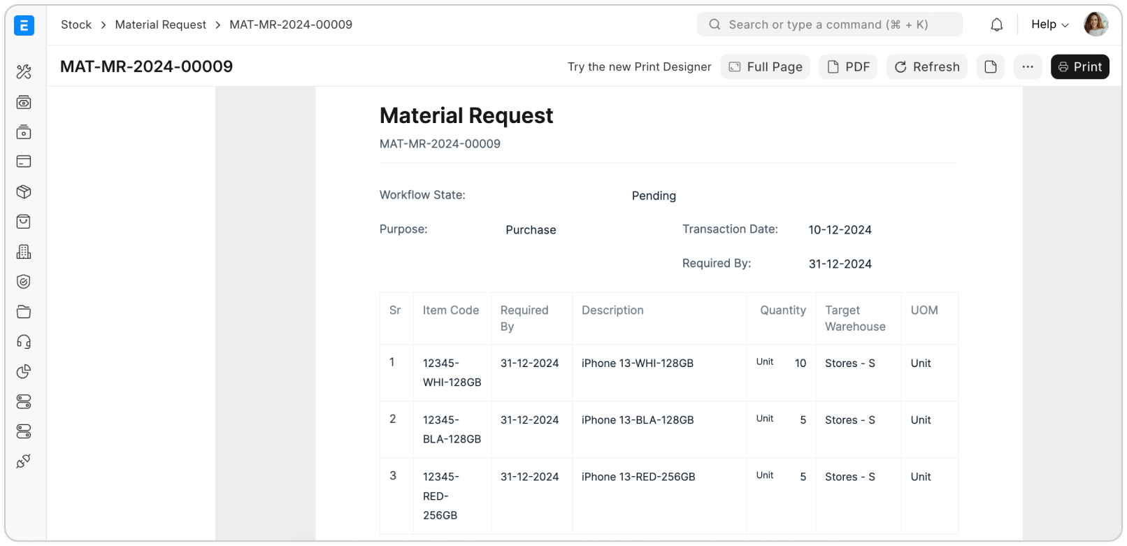 Automate procurement with material requests