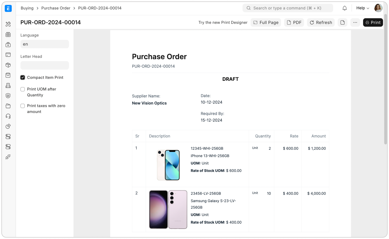 Centralize procurements through purchase order